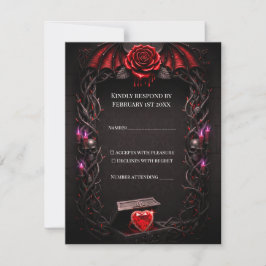 Eternal Night Gotische Vampier Huwelijksdag Donker RSVP Kaartje
