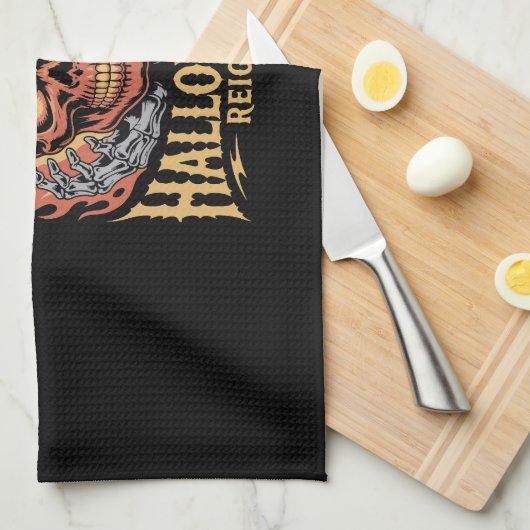 Eternal Nightfall Halloween Skull Pumpkin Theedoek (Quarter Fold)