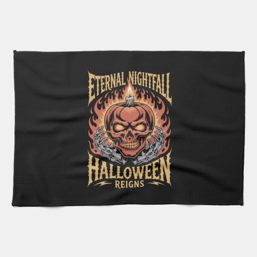 Eternal Nightfall Halloween Skull Pumpkin Theedoek (Horizontaal)