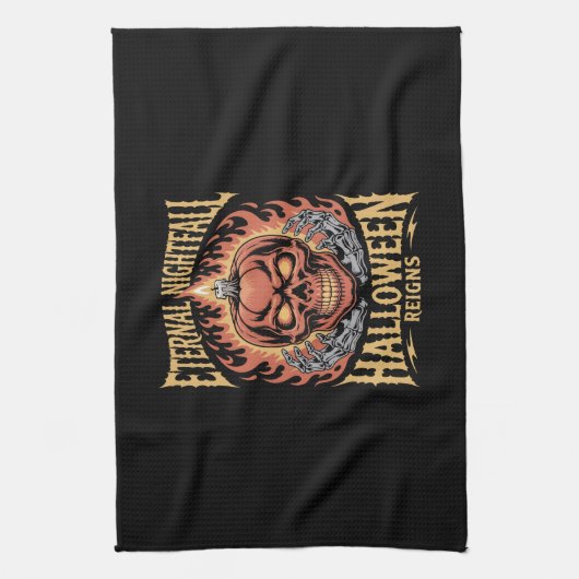 Eternal Nightfall Halloween Skull Pumpkin Theedoek (Verticaal)