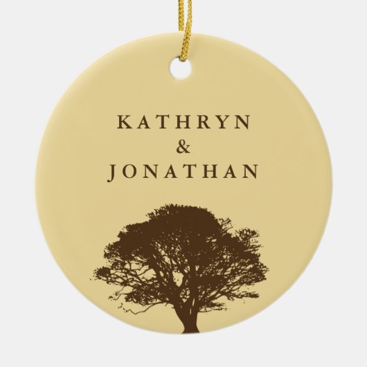 Eternal oak tree sentiment yellow vakantieslag keramisch ornament (Voorkant)