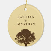Eternal oak tree sentiment yellow vakantieslag keramisch ornament (Links)