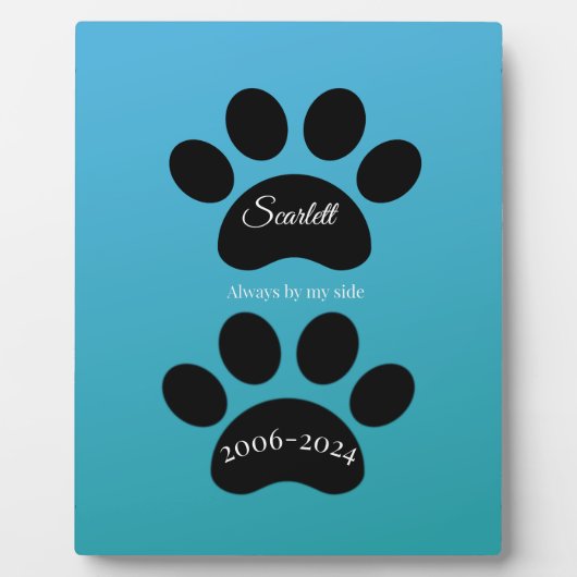 Eternal Paw Prints Turquoise Gradient Tribute Fotoplaat (Voorkant)
