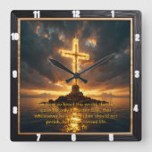 Eternal Promise The Cross John Full John 3:16 Vierkante Klok (Voorkant)