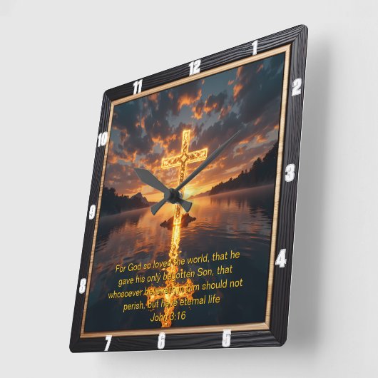 Eternal Promise The Cross Rock Island John 3:16  Vierkante Klok (Hoek)