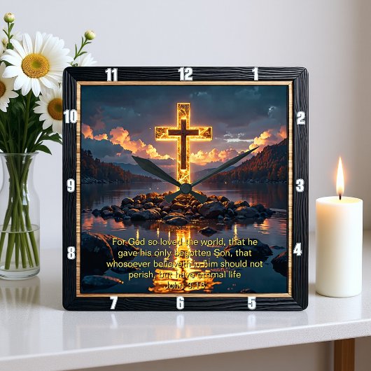 Eternal Promise The Cross Water Shore John 3:16 Vierkante Klok