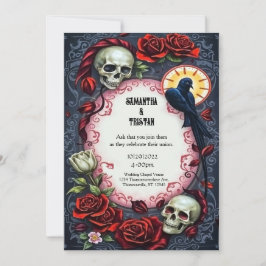 Eternal Raven en Skulls Gothic Vintage Wedding Kaart