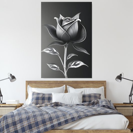 Eternal Silver Rose Canvas Afdruk (Insitu (Slaapkamer))