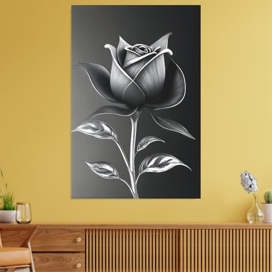 Eternal Silver Rose Canvas Afdruk (Insitu (Woonkamer))
