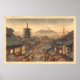 Eternal Sunset in Old Kyoto Poster