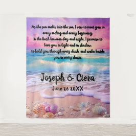 Eternal Vows by the Sea – Beach Wedding Backdrop Wandkleed