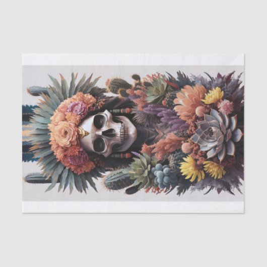 Eternal Warrior, Native American Skull Decoupage Tissuepapier (Voorkant)