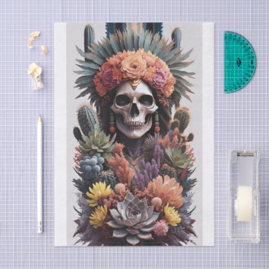 Eternal Warrior, Native American Skull Decoupage Tissuepapier (Craft)