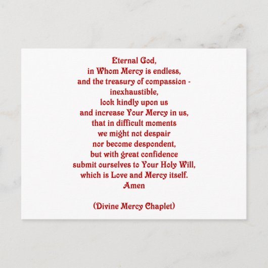 Eternale God in wiens genade eindeloos is... Briefkaart (Voorkant)