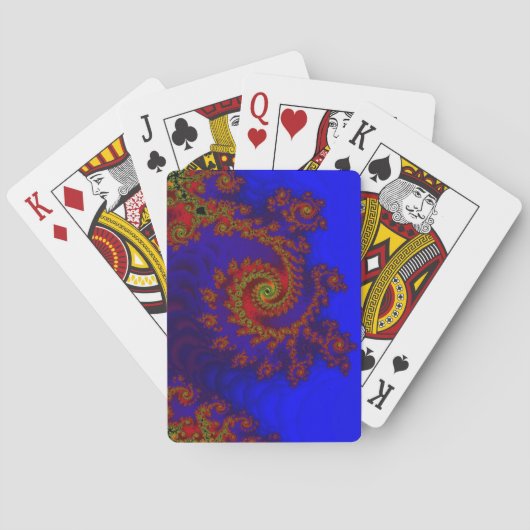 Eternaliteit | Blauwe en Rode Fractale Kunst Pokerkaarten (Achterkant)