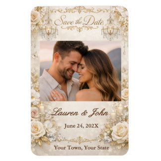 Eternally Elegant Photo Save Date Wedding Magnet Magneet