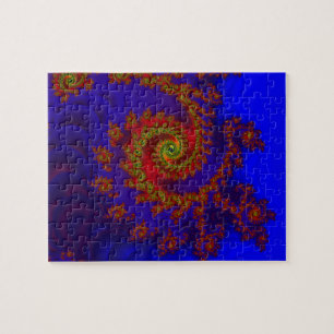 Eterniteit Blauwe en rode fractale kunst Legpuzzel