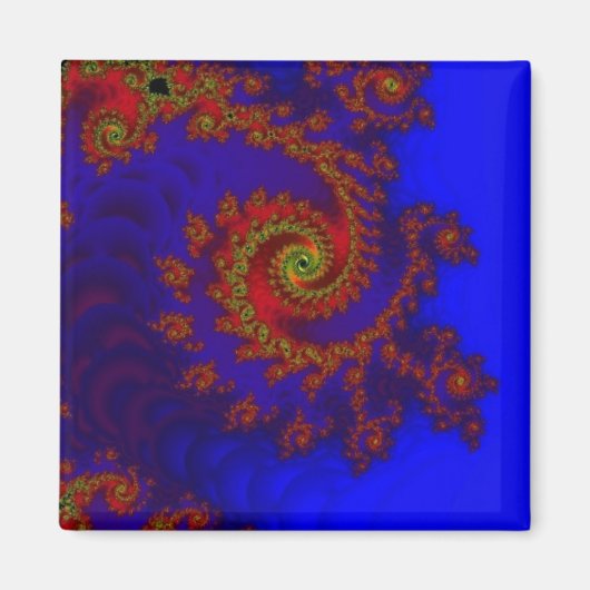 Eterniteit | Blauwe en rode fractale kunst Magneet (Voorkant)