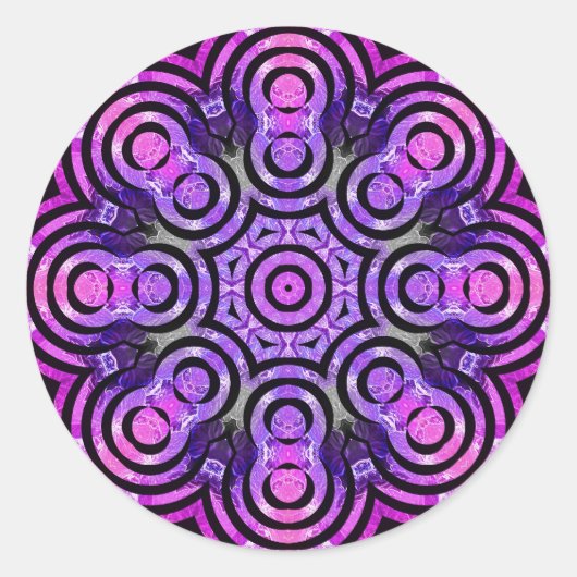 Eternity Acht Energy Groovy Paars Mandala Ronde Sticker (Voorkant)