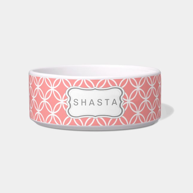 Eternity Circle Pattern Dog Bowl - roze Voerbakje (Voorkant)