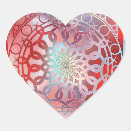 Eternity Mandala Red en Turquoise Hart Sticker (Voorkant)