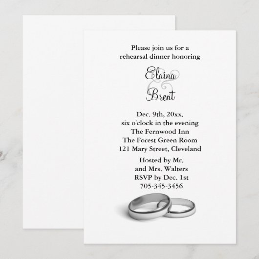 Eternity repetitie diner kaart (Voorkant / Achterkant)