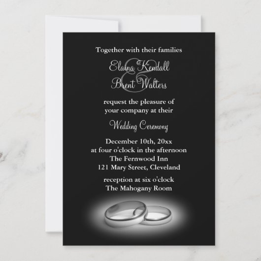 Eternity Wedding Invitation black Kaart (Voorkant)
