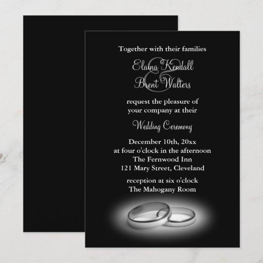 Eternity Wedding Invitation black Kaart (Voorkant / Achterkant)