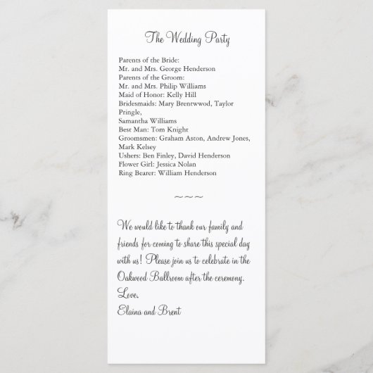 Eternity Wedding Programma 2 Programmakaart (Achterkant)