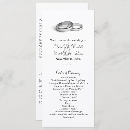 Eternity Wedding Programma 2 Programmakaart (Voorkant / Achterkant)