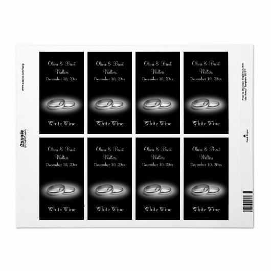 Eternity Wedding Wine Label (zwart) (Full Sheet)
