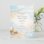 Eterntal Tides Coastal Watercolor Beach Wedding Kaart (Staand voorkant)
