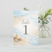 Eterntal Tides Coastal Watercolor Table Number Kaart (Staand voorkant)