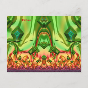 ETHAN ~ 3D ontwerp patroon ~ Kerstkleuren~ Briefkaart
