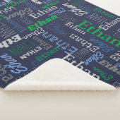 Ethan gepersonaliseerde naam groene blauwe grijze  sherpa deken (3/4)