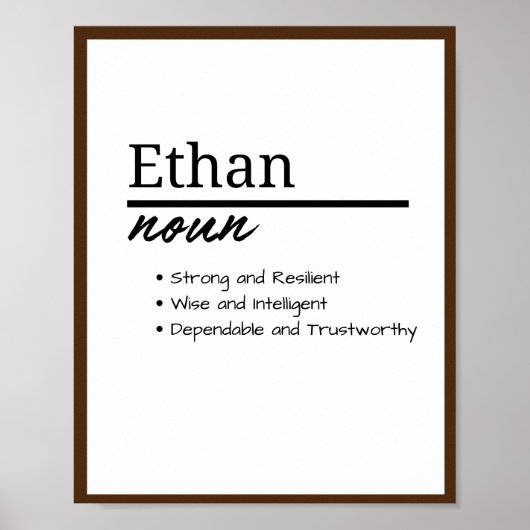Ethan, Jongen Gepersonaliseerde Naam Definitie Poster (Voorkant)