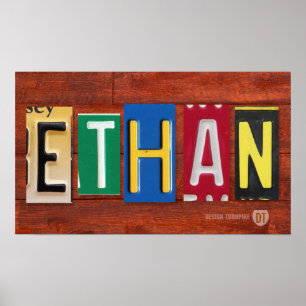 ETHAN Licentie Bord Letter Name Custom Sign Poster