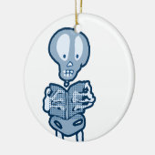 Ethan Literary Skeleton met boek Keramisch Ornament (Links)