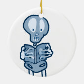Ethan Literary Skeleton met boek Keramisch Ornament (Achterkant)