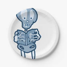 Ethan Literary Skeleton met boek Papieren Bordje