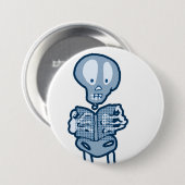 Ethan Literary Skeleton met boek Ronde Button 7,6 Cm (Voorkant /achterkant)