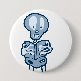 Ethan Literary Skeleton met boek Ronde Button 7,6 Cm