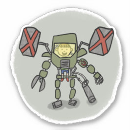 Ethan Mech Comic Book Style Sticker
