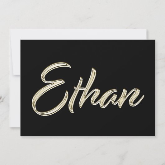 Ethan Name white gold Handwriting Karte Kaart (Voorkant)