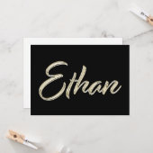 Ethan Name white gold Handwriting Karte Kaart (Voorkant / Achterkant in situ)