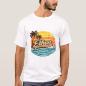 Ethan Retro Zonsondergang Naam Design T-shirt (Voorkant)
