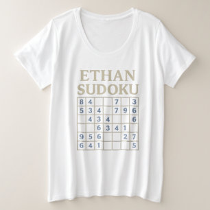 ETHAN Sudoku-puzzel – T-shirt met aangepaste logis