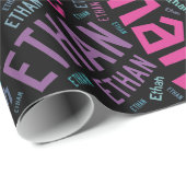 ETHAN-tekstontwerp naam - Achtergrond wijzigen Cadeaupapier (Rol Hoek)