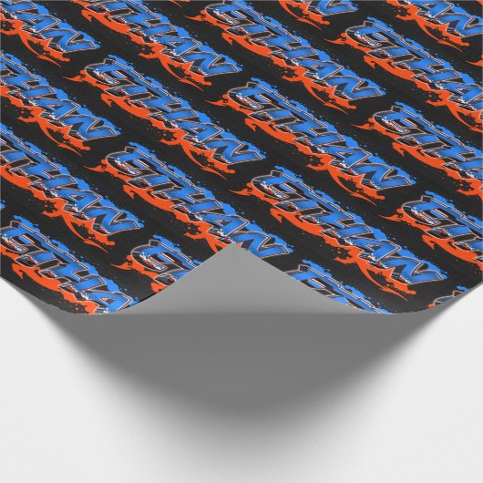 Ethan Vorname Name Graffiti blue orange Cadeaupapier (Hoek)