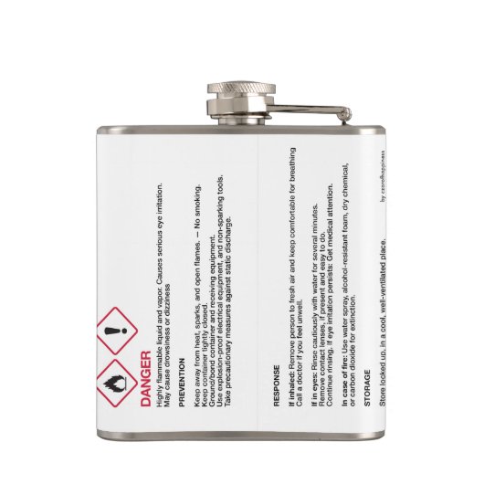 Ethanol HMIS/GHS-veiligheidslabel Kolf Heupfles (Achterkant)